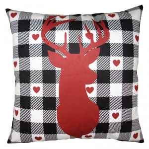 Bílo-červený povlak na polštář s jelenem White&Red Deer - 45*45 cm