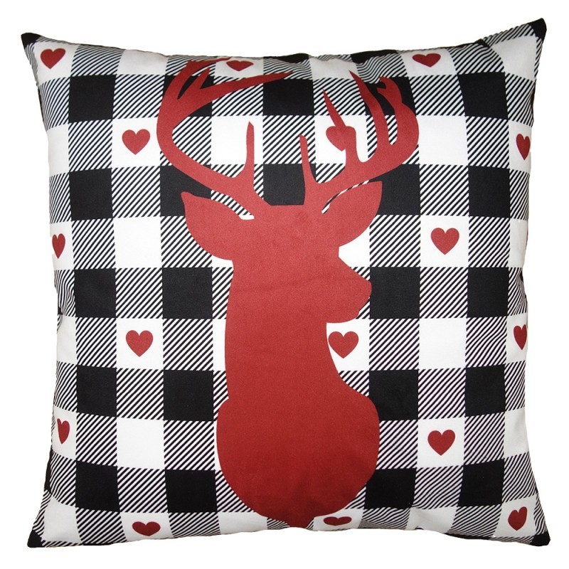 Bílo-červený povlak na polštář s jelenem White&Red Deer - 45*45 cm