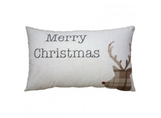 Béžový povlak na polštář s jelenem Merry Christmas - 30*50 cm