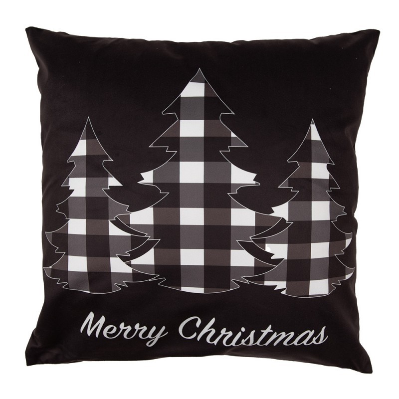 Černý povlak na polštář se stromky Black&White X-Mas - 45*45 cm