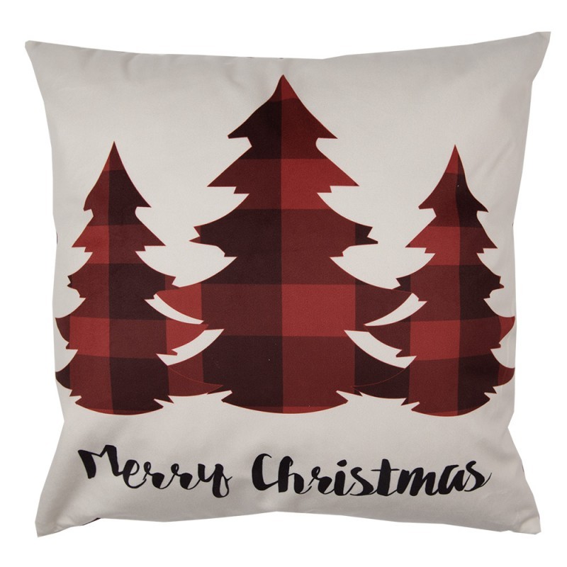 Béžový povlak na polštář se stromky Merry Christmas - 45*45 cm