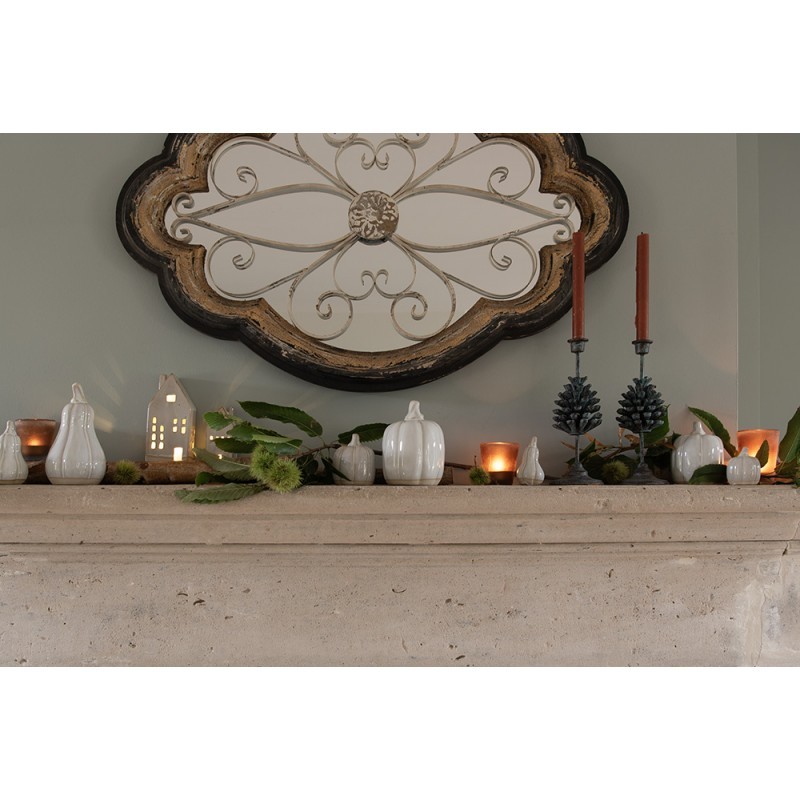 Béžová porcelánová dekorace dýně Pumpkin L - Ø 11*18 cm
