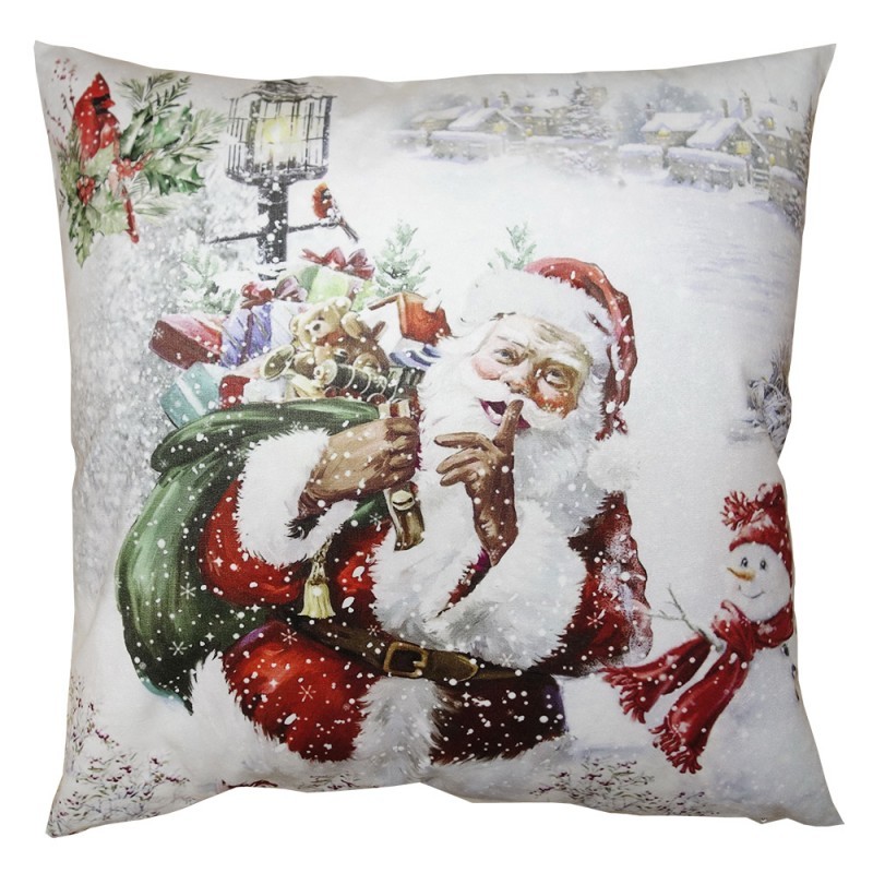 Bílo-červený povlak na polštář Santa s pytlem dárků - 45*45 cm