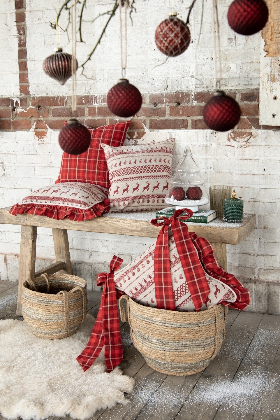 Podsedák na židli s volánky Nordic Christmas - 40*40 cm