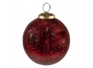Červená vánoční skleněná ozdoba koule M - Ø 9*10 cm