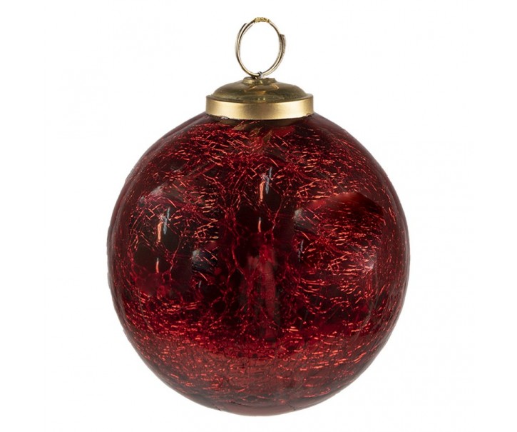 Červená vánoční skleněná ozdoba koule M - Ø 9*10 cm