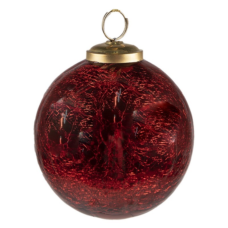 Červená vánoční skleněná ozdoba koule M - Ø 9*10 cm 6GL3836