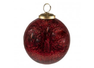 Červená vánoční skleněná ozdoba koule S - Ø 7*8 cm