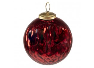 Červená vánoční skleněná ozdoba koule M - Ø 9*11 cm
