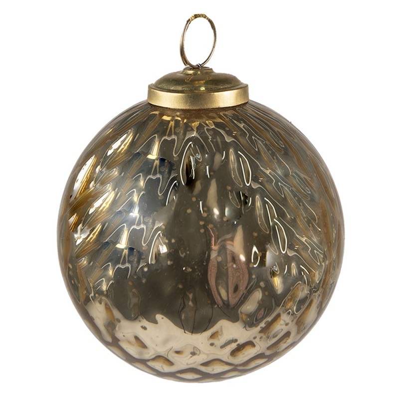 Zlatá vánoční skleněná ozdoba koule - Ø 9*11 cm Clayre & Eef
