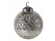 Stříbrná vánoční ozdoba koule s popraskanou strukturou - Ø 7*8 cm