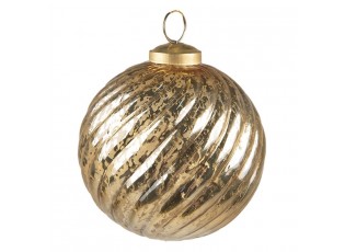 Zlatá vánoční skleněná ozdoba koule s vroubky - Ø 9*10 cm