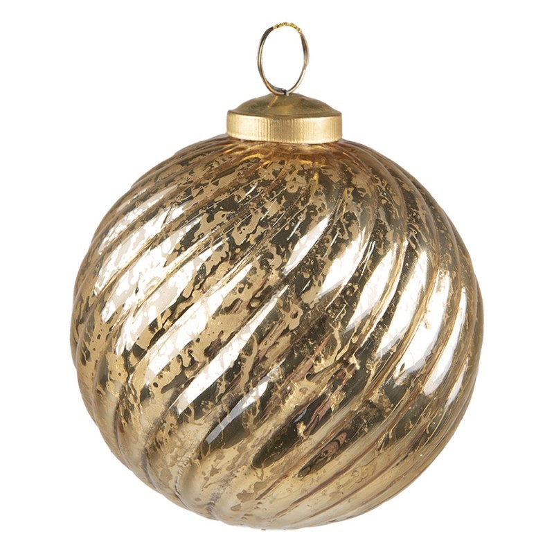 Zlatá vánoční skleněná ozdoba koule s vroubky - Ø 9*10 cm 6GL3829