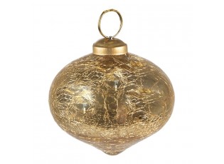 Zlatá vánoční skleněná ozdoba baňka s popraskáním - Ø 7*7 cm