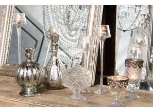 Stříbrná skleněná dekorační váza - Ø 13*20 cm