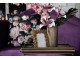 Černý sametový povlak na polštář s výraznými růžovými květy I - 45*45 cm