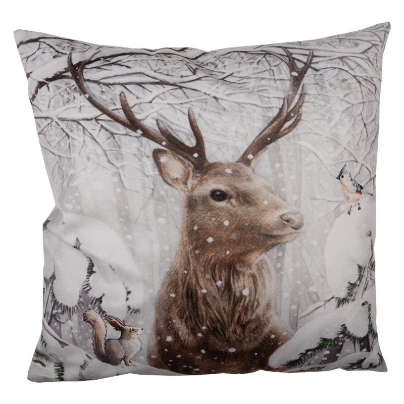 Sametový povlak na polštář Jelen v zasněžené krajině - 45*45 cm