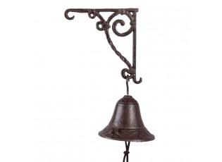 Hnědo černý litinový nástěnný závěsný zvonek - 14*11*18 cm