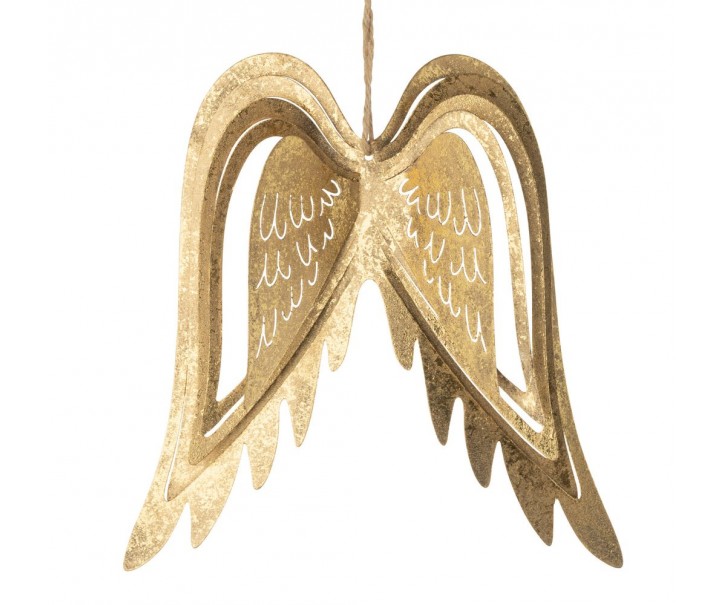 Zlatá závěsná dekorace andělská křídla Angel Wings - 15*3*25 cm