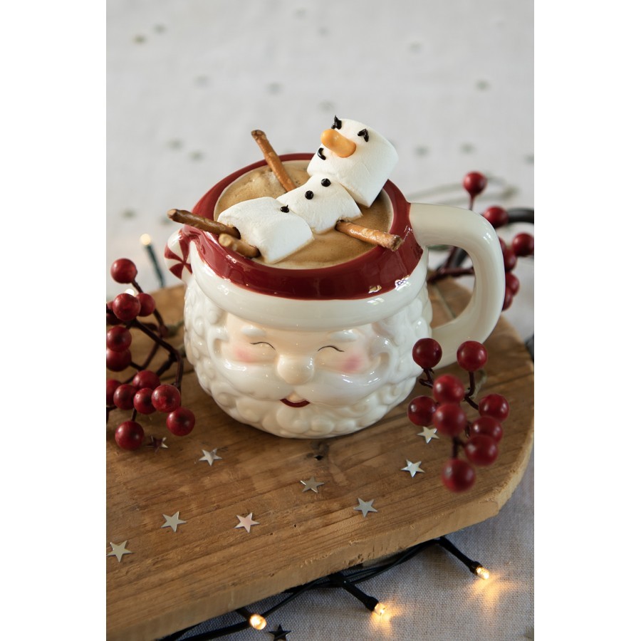 Keramický hrnek hlava Santa - 15*11*9 cm / 450 ml