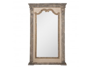 Béžovošedé nástěnné zrcadlo s odřením a zdobením Brocante - 90*7*153 cm