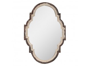Béžovohnědé antik nástěnné zrcadlo s odřením Jilly - 63*4*91 cm