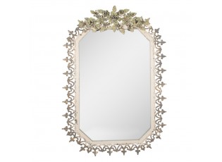 Šedobéžové antik nástěnné zrcadlo se zdobnými květy Viloé - 63*3*93 cm