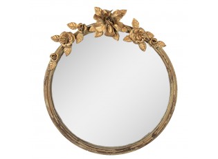 Zlaté antik nástěnné kovové zrcadlo s květy Rissoa - 39*5*44 cm