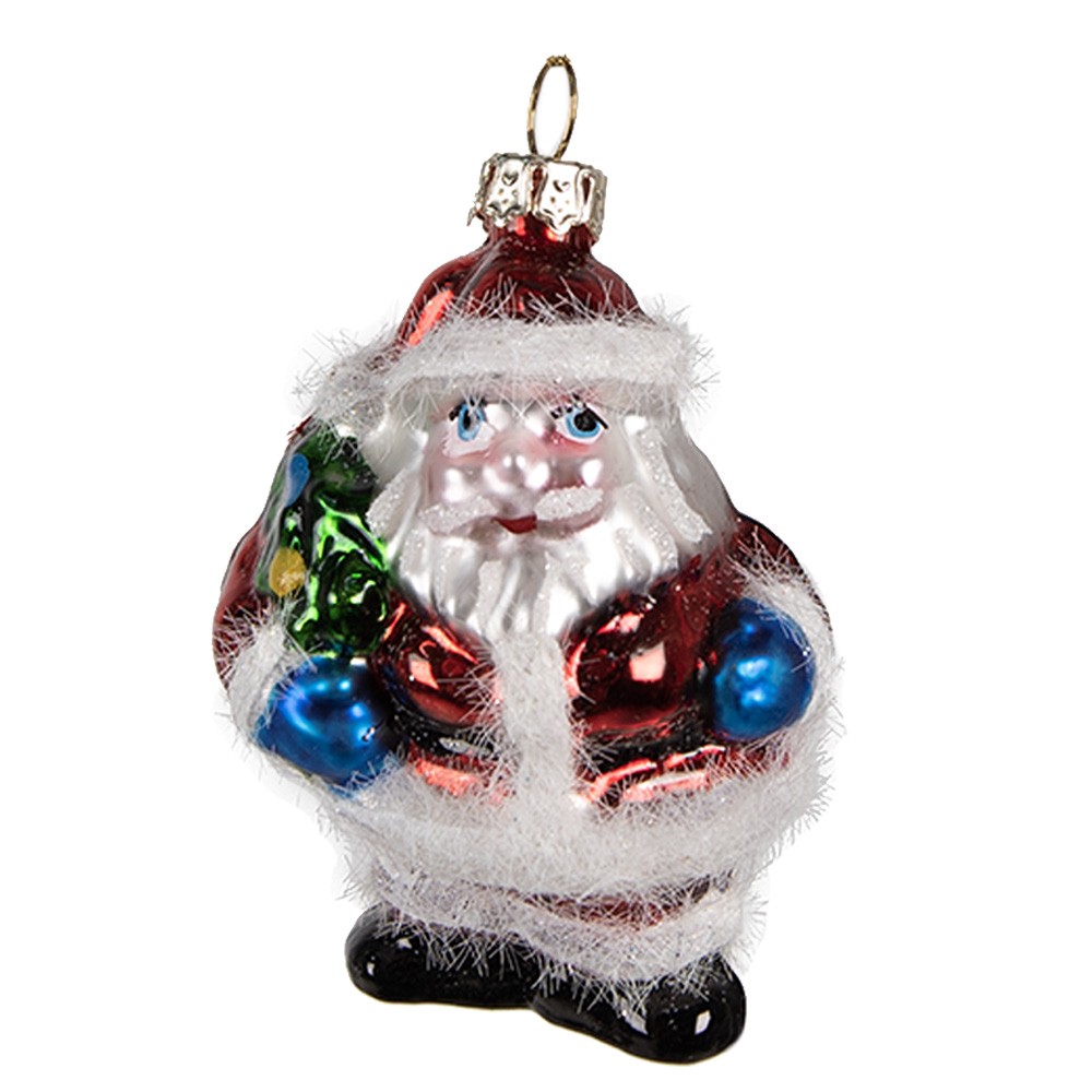 Vánoční skleněná ozdoba Santa - 5*4*8 cm