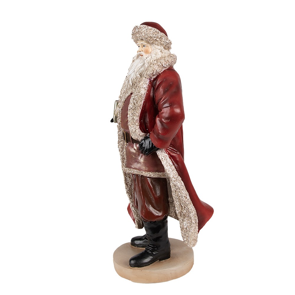 Vánoční dekorace socha Santa v červeném kabátku a knihami - 18*14*33 cm