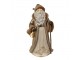 Vánoční dekorace socha Santa ve zlatém kabátku s kožíškem - 18*16*34 cm