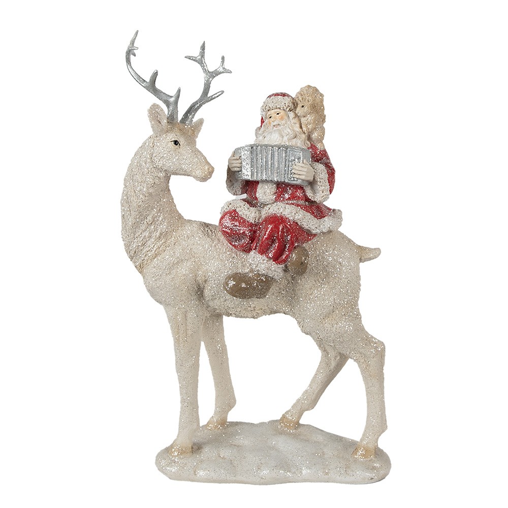 Vánoční dekorace socha Santa na jelínkovi - 20*9*31 cm 6PR3955