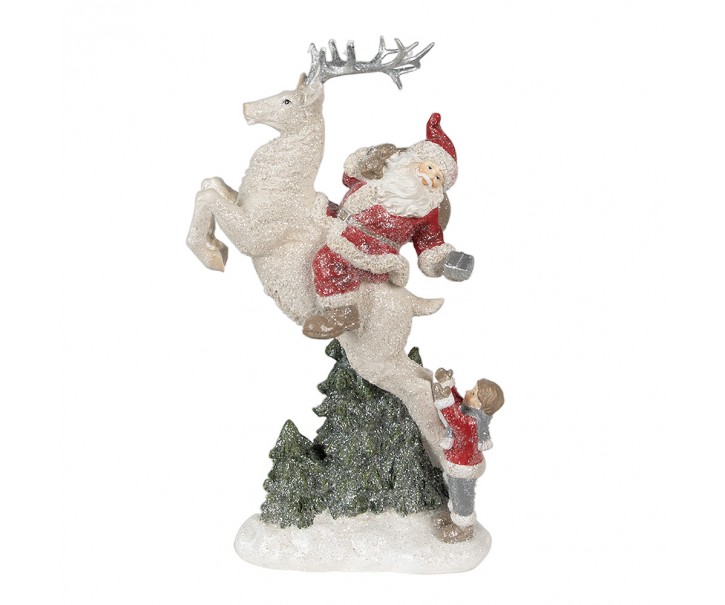 Vánoční dekorace socha Santa na jelínkovi - 19*10*33 cm