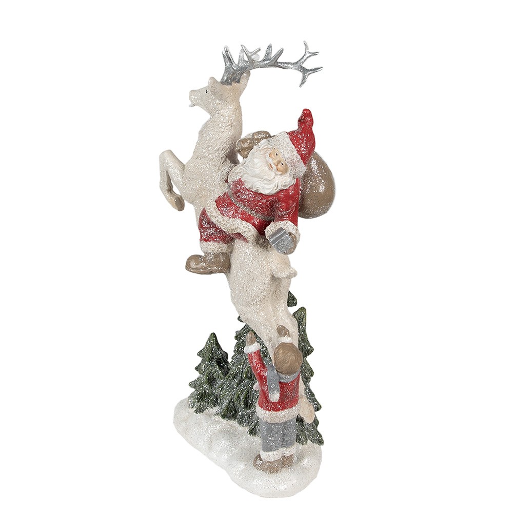 Vánoční dekorace socha Santa na jelínkovi - 19*10*33 cm