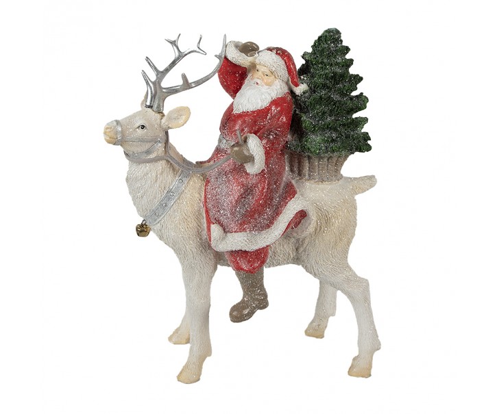 Vánoční dekorace socha Santa na sobíkovi - 20*11*26 cm