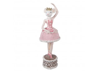 Dekorace socha Myška v růžových šatech - 9*9*27 cm