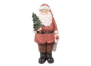 Červená vánoční dekorace socha Santa se stromkem a dárky - 17*13*40 cm