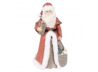 Vánoční dekorace socha Santa v červeném a s dárky - 16*16*31 cm