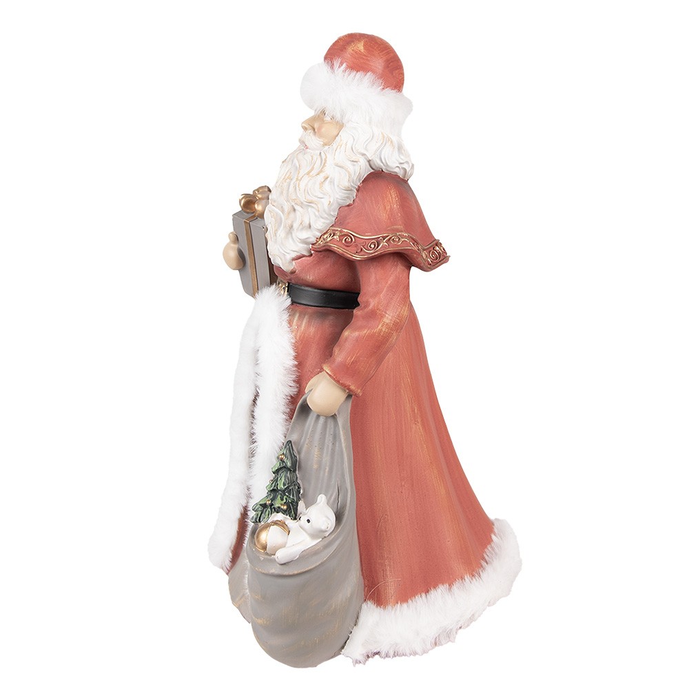 Vánoční dekorace socha Santa v červeném a s dárky - 16*16*31 cm