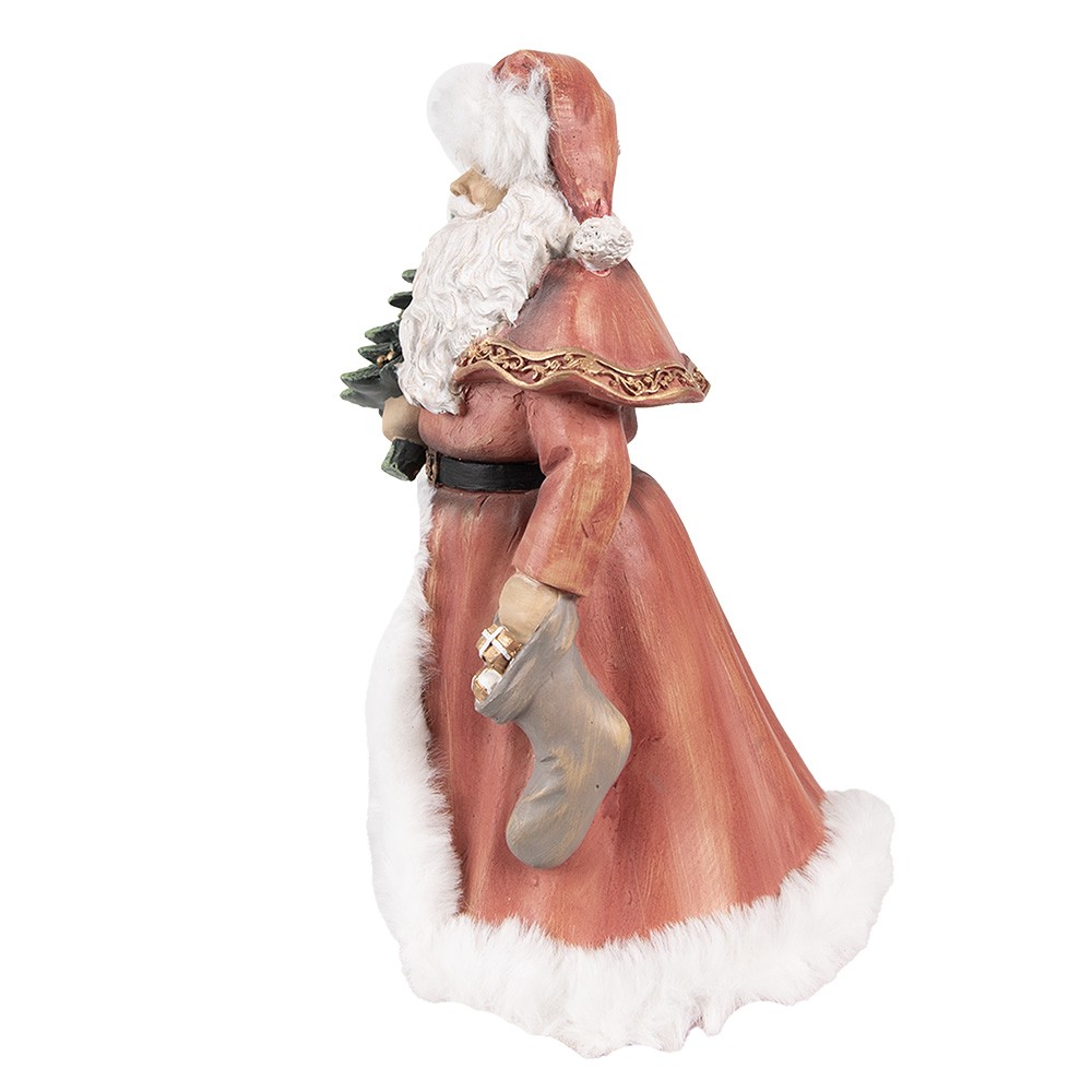 Vánoční dekorace socha Santa v červeném a stromkem - 14*12*23 cm