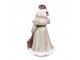 Vánoční dekorace socha Santa v šedém kabátku a dárky - 16*16*31 cm