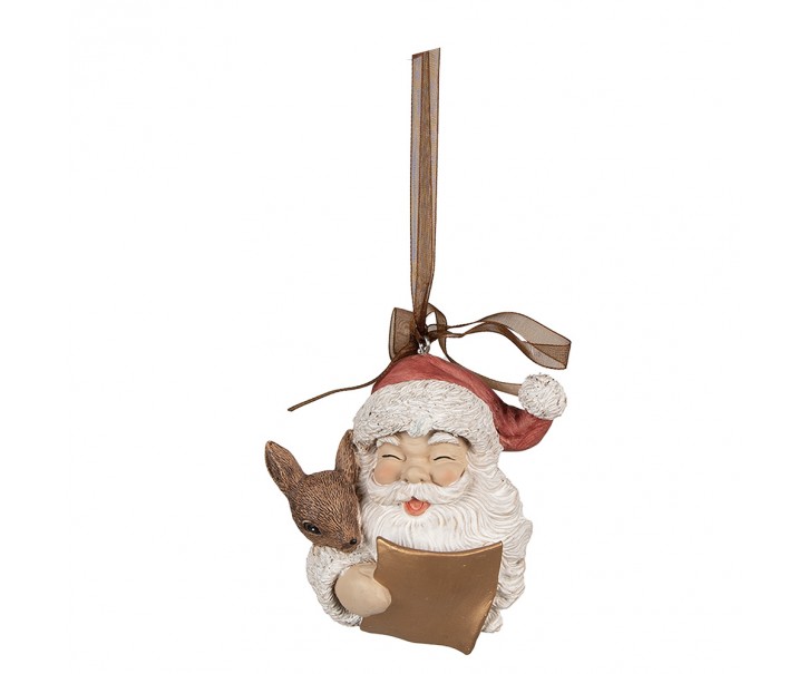 Závěsná vánoční dekorace Santa se srnečkem - 9*5*9 cm