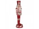 Bílo-červená vánoční dekorace socha Louskáček - 17*17*61cm