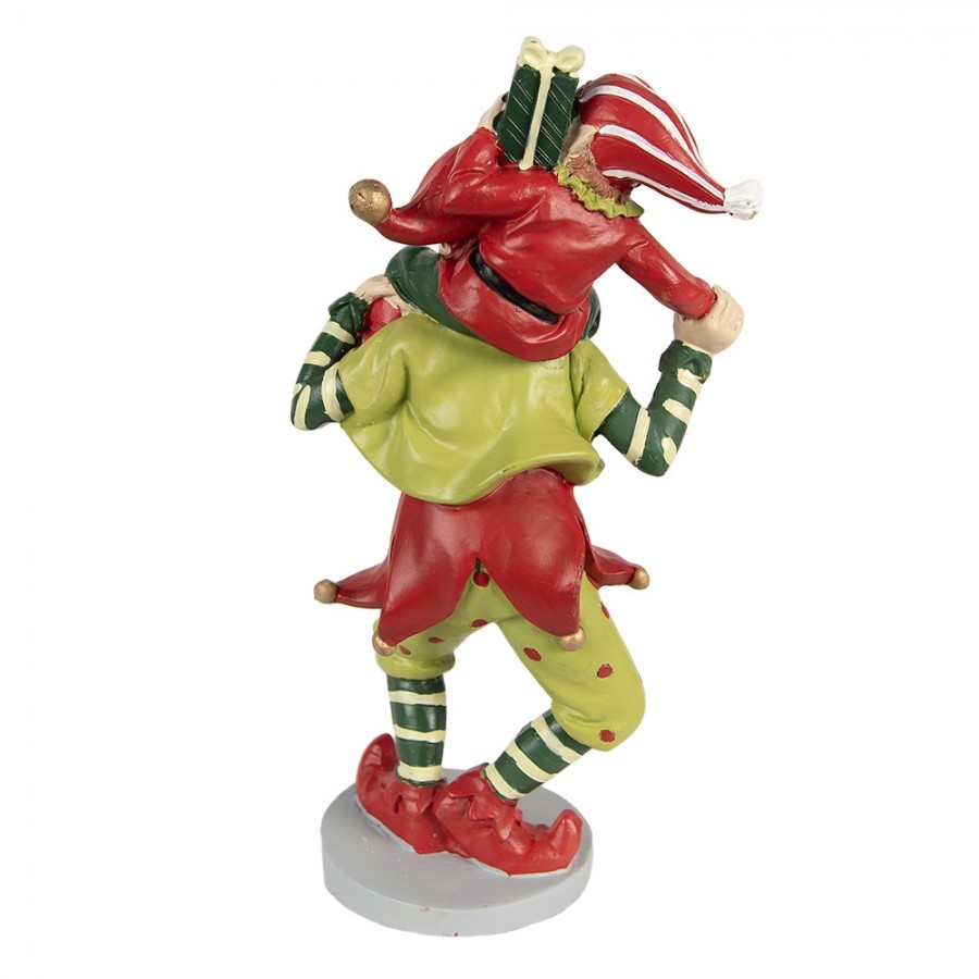 Zeleno - červená vánoční dekorace socha Elf - 12*9*19 cm