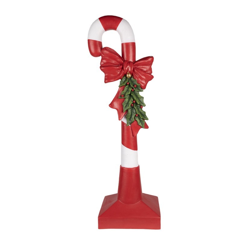 Bílo-červená vánoční dekorace socha cukrová hůl - 35*23*100 cm Clayre & Eef