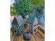 Zelený porcelánový domek svícen na čajovou svíčku Christmas House - 9*8*15 cm