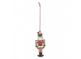 Zeleno-červená vánoční závěsná dekorace Louskáček - 5*3*12 cm