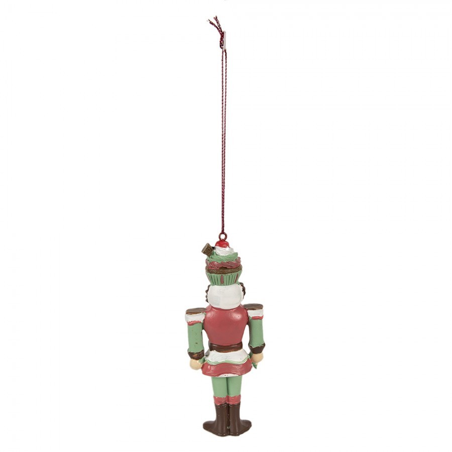 Zeleno-červená vánoční závěsná dekorace Louskáček - 5*3*12 cm