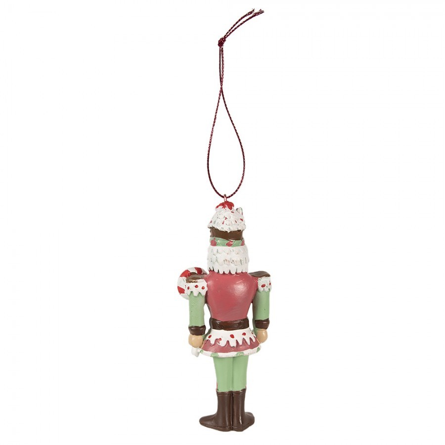 Zeleno-červená vánoční závěsná dekorace Louskáček - 5*3*12 cm