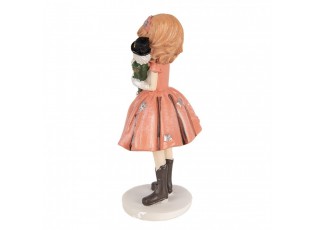 Dekorace socha děvčátko v červených šatech držící Louskáčka - 7*6*12 cm